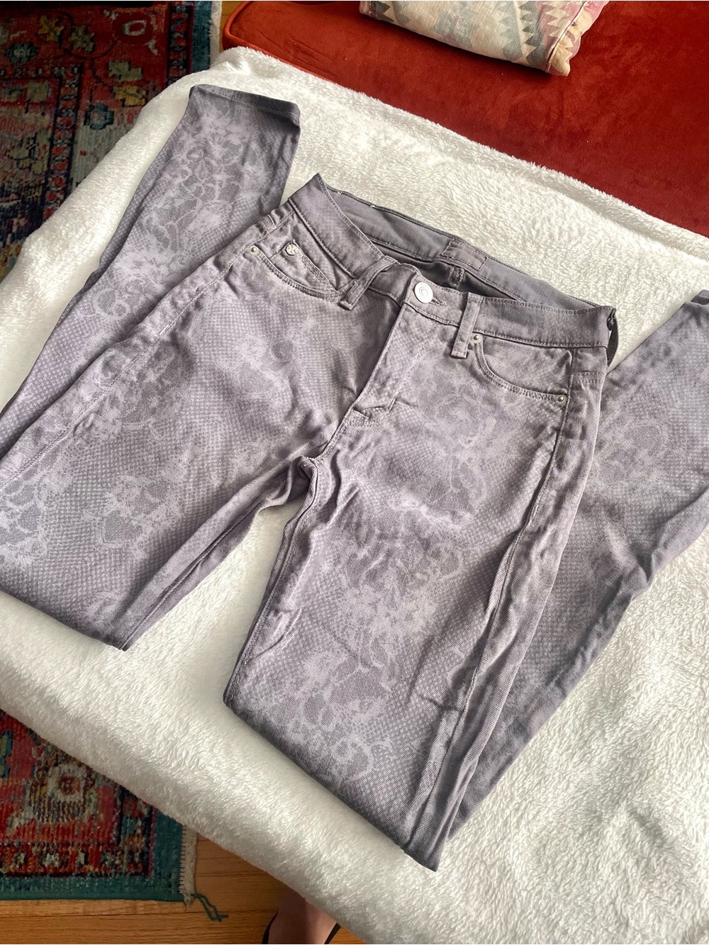 Hudson Gray Pattern Nico Mid-Rise Super Skinny Jeans 24 - Picture 1 of 5